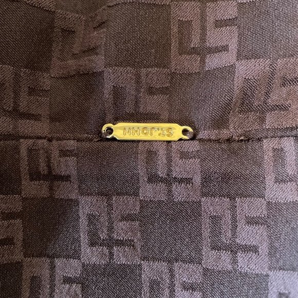 St John Sport Dark Brown All Over Logo Fitted Jacket with Gold Hardware Size S - Picture 9 of 9